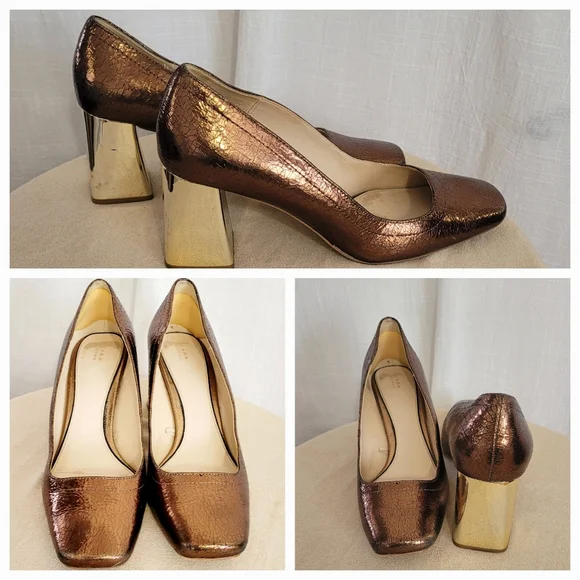 Bronze Block Heel Pumps / 39 - Picture 9 of 9